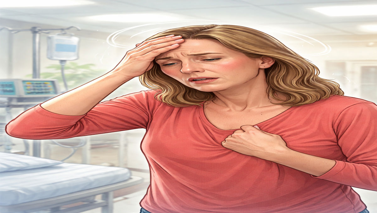 Stroke warning signs in women showing sudden dizziness nausea confusion and facial discomfort